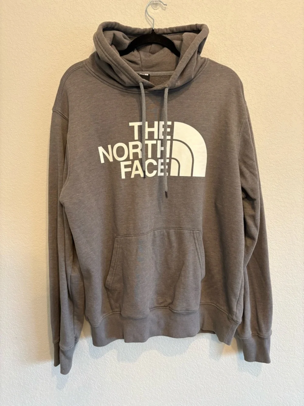 The North Face Hoodie Mens L Gray Big Logo Pullover Sweatshirt Streetwear